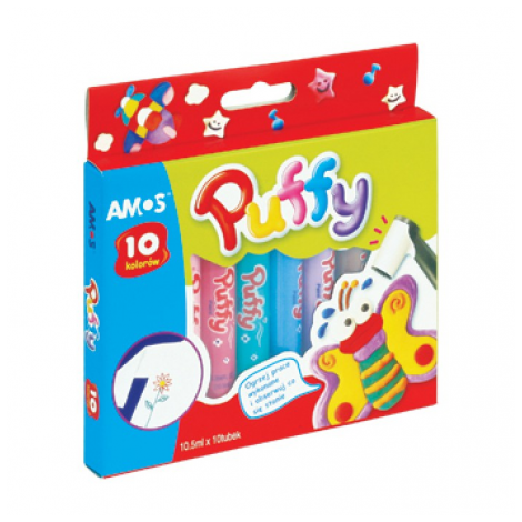 Farby do tkanin Amos Puffy, 10 kolorów